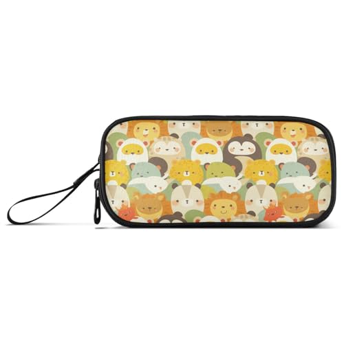 KLL Animal Face Zoo Bunte Nylon-Federmäppchen für Teenager-Mädchen, große Kapazität, Federmäppchen für Teenager, Mädchen, Schreibwarentasche für elementare Männer von KLL
