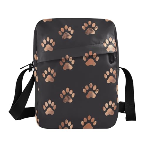 KLL Anime Cat Paw Rose Gold Black Messenger Bag Cute Vegan Leather Crossbody Bag Men Shopping Shoulder Handtaschen von KLL