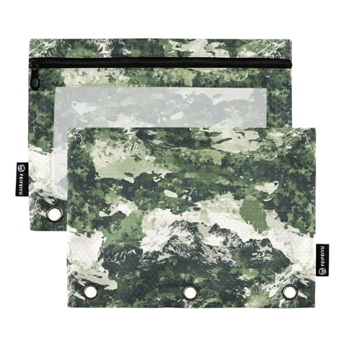 KLL Armee-Camouflage-Federmäppchen aus Kunststoff, Federmäppchen für Ordner, 3 Ringe mit Binderlöchern, für Kinder, Schreibwarenbedarf von KLL