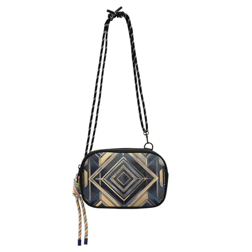 KLL Art-Deco-Stil geometrische Formen Muster Seitentasche Crossbody Damen Komfort mit verstellbarem Riemen Messenger Bag Crossbody Spaziergang mit dem Hund von KLL