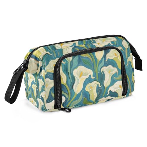 KLL Art Ölgemälde Blau Calla Lilie Blume Federmäppchen Große Kapazität Reißverschluss Federmäppchen mit Fach für Lehrer Schulbedarf KLL Art Ölgemälde Blau Calla Lilie Blume Federmäppchen Große Kapazität Reißverschluss Federmäppchen mit Fach für Lehrer Schulbedarf von KLL