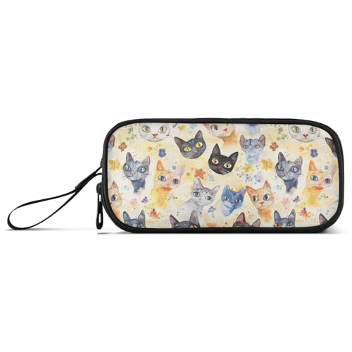 KLL Beauty Devon Rexcats Goldfarbenes Nylon-Federmäppchen mit Reißverschluss, hohe Kapazität, Reißverschluss, Federmäppchen, Schreibwaren-Organizer für elementare Männer von KLL