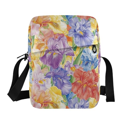 KLL Beauty Spring Flowers Tennessee Iris kleine Kuriertasche für Herren, veganes Leder, Schultertasche für Herren, Einkaufstasche für Reisen von KLL