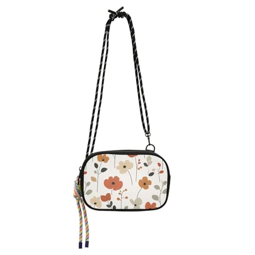 KLL Beige Safari-Blumen Damen Geldbörse Crossbody Herren Trendy mit Kreditkartenfächern über der Schulter Geldbörse Spaziergang mit dem Hund von KLL