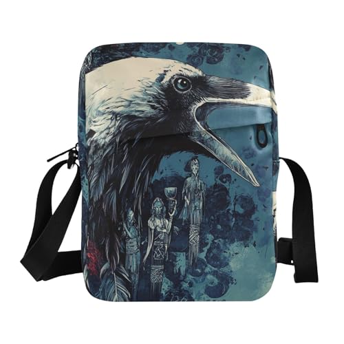KLL Bird Night Bloody Herren Messenger Bag Veganes Leder Schultertasche Männer Casual Handtasche für Reisen von KLL