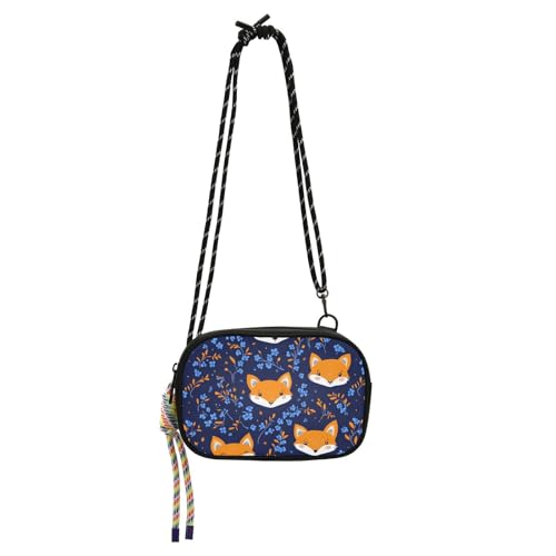 KLL Blue Flower Fox Safari kleine Geldbörse für Herren, wasserdicht, mit Kreditkartenfächern, Handytasche für Wandern und Reisen von KLL