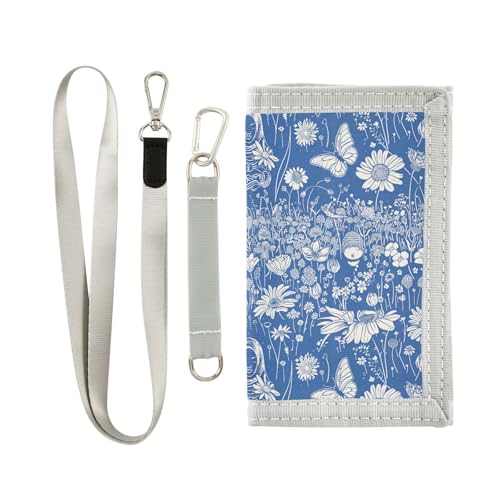 KLL Blue Grass Beautiful Scenery Trifold Minimalist Wallet for Birthday Gift Nylon Sturdy Tri Fold Wallet for Men with Lanyard KLL Blue Grass Beautiful Scenery Trifold Minimalist Wallet for Birthday Gift Nylon Sturdy Tri Fold Wallet for Men with Lanyard von KLL