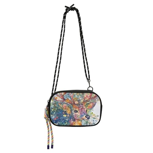 KLL Bohemian Charming Rentier Mini-Umhängetasche für Herren, bequem, mit verstellbarem Riemen, Handy-Geldbörse zum Wandern und Reisen von KLL