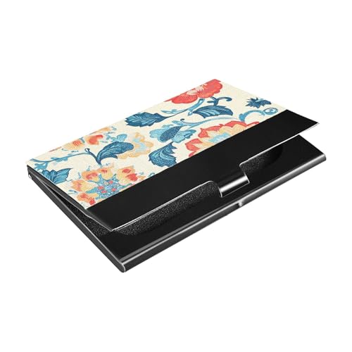 KLL Bohemian Flowers Slim Small Business Card Holder with Leather & Stainless Steel Small Card Holder for Protects Your Cards tarjetero para hombre von KLL