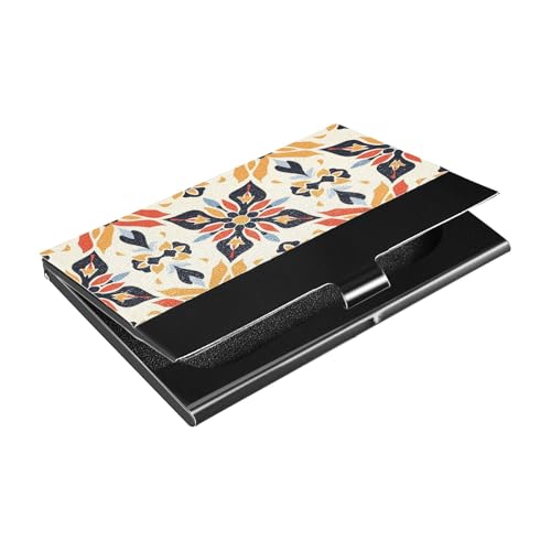 KLL Bohemian Retro Art Slim Small Business Card Holder with Leather and Stainless Steel Office Card Holder for Protects Your Cards estuche para tarjetas von KLL