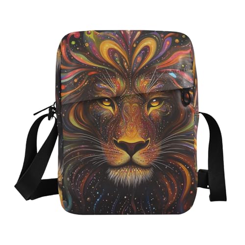 KLL Boho Creative Lion Messenger Bags für Damen, veganes Leder, Umhängetasche, Herren, Reise-Schulterhandtaschen von KLL