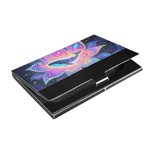 KLL Boho Mandala Blumen Wal Slim Portable Visitenkartenhalter mit Leder und Edelstahl Kleiner Kartenhalter für Business Meeting Use portatarjetas para hombre von KLL