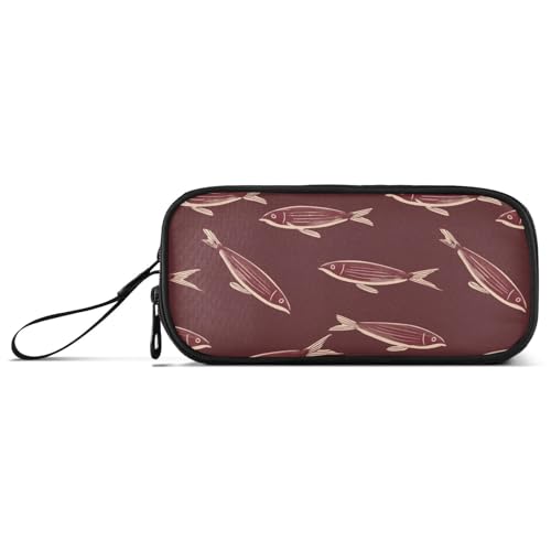 KLL Bold Line Federmäppchen aus Nylon, große Kapazität, Federmäppchen mit Fächern, Schreibwarentasche für College-Mädchen, Kastanienbraun von KLL