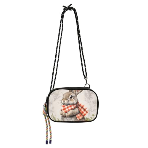KLL Buffalo Plaid Bunny Karotte Ostern Damen Geldbörse Crossbody Frauen Praktisch mit Kreditkartenfächern Handtaschen Spaziergang mit dem Hund von KLL