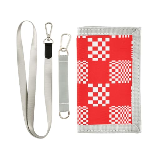 KLL Buffalo Plaid Multi Check Red White Trifold Wallets for Womans Minimalist Lighweight Men Wallet with Lanyard von KLL