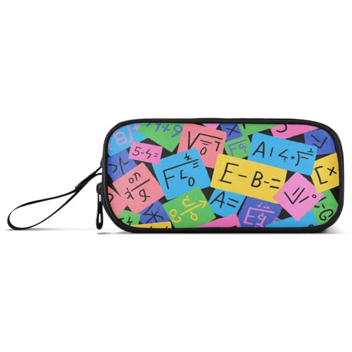 KLL Bunte Cartoon-Formeln, Nylon, Reißverschluss, großes Fassungsvermögen, Federmäppchen für Teenager, Mädchen, Schreibwaren-Tasche für adrette Schule und Erwachsene von KLL