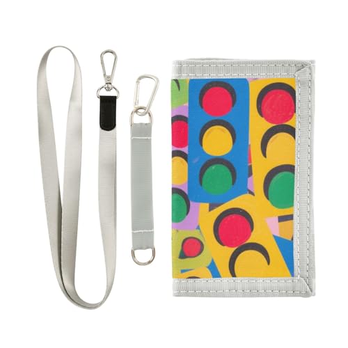 KLL Bunte Cartoon-Geldbörse mit süßem Signal, leicht, dreifach gefaltet, dünn, für Herren, für Kreditkarten, trendige, lässige Geldbörse mit Geldklammer mit Umhängeband von KLL