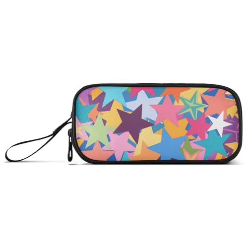 KLL Bunte Cartoon-Sterne sind modisches Nylon-Federmäppchen für Schulbedarf, große Kapazität, Federmäppchen für Mädchen, Schule, Schreibwaren für adrette Schule, Teenager von KLL