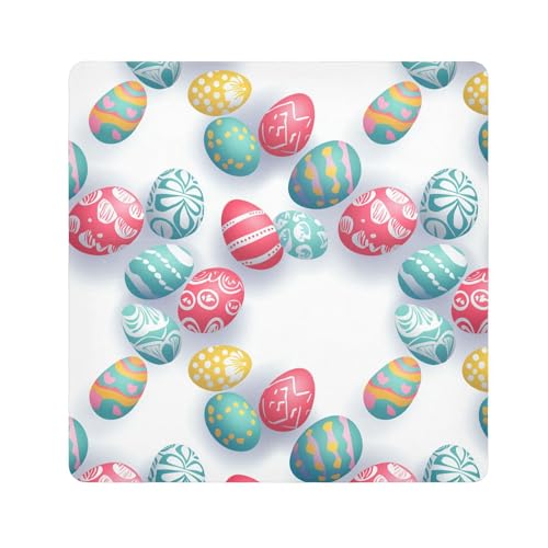 KLL Bunte Eier, magische selbstklebende Kosmetiktasche, Stoff, Reise-Organizer, Wickeltasche, Kamera-Objektivtuch, Wickeltuch für Damen, Bunte Eier, Frohe Ostern, 21.7x21.7in von KLL