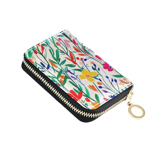 KLL Bunte Leder-Kartenetui für Damen, mit Zion-Geldbörse, RFID-blockierend, kleines Kreditkartenetui mit Reißverschluss von KLL