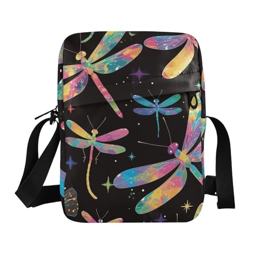 KLL Bunte Libellen-Umhängetasche, Umhängetasche, veganes Leder, Einkaufstasche, Schultertasche für Damen von KLL