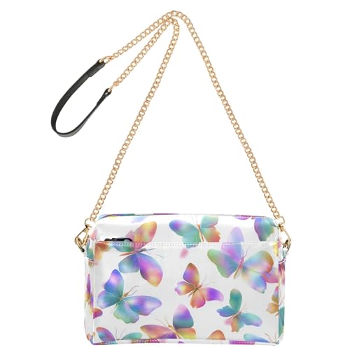 KLL Bunte Schmetterlings-Umhängetaschen für Damen, klein, veganes Leder, Umhängetasche, Reißverschluss, Damen-Schulterhandtaschen von KLL