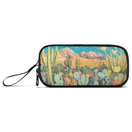 KLL Bunte Wüste mit Kakteen blühenden Blumen, Nylon-Federmäppchen, großes Fassungsvermögen, Reißverschluss, Federmäppchen, Schreibwaren-Organizer für adrette Schulmänner KLL Bunte Wüste mit Kakteen blühenden Blumen, Nylon-Federmäppchen, großes Fassungsvermögen, Reißverschluss, Federmäppchen, Schreibwaren-Organizer für adrette Schulmänner von KLL