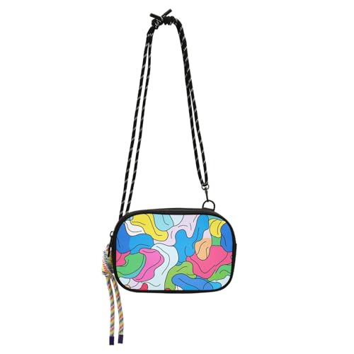 KLL Bunte abstrakte Form, Anti-Diebstahl, Crossbody-Tasche für Damen, modisch, mit verstellbarem Riemen, Seitentaschen, Datum von KLL