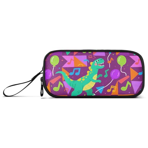 KLL Bunte geometrische Formen, Dinosaurier-Nylon-Federmäppchen für die Schule, großes Fassungsvermögen, Federmäppchen, Schreibwaren-Tasche für Erwachsene von KLL