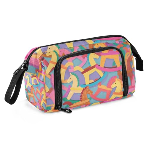 KLL Buntes Cartoon-Federmäppchen aus Holz, großes Fassungsvermögen, cooles Federmäppchen mit Fach für Jugendliche, Schul-Must-Haves von KLL