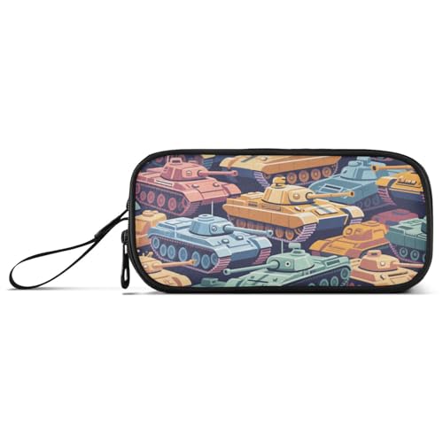 KLL Buntes Cartoon-Tank-Nylon-Federmäppchen für Mädchen, großes Fassungsvermögen, Reißverschluss, Federmäppchen, Schreibwaren-Organizer für College, Teenager von KLL