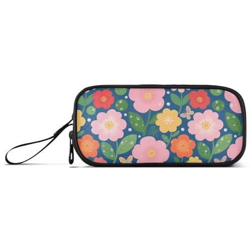 KLL Buntes Nylon-Federmäppchen mit Blumenmuster für Teenager, Mädchen, großes Fassungsvermögen, Schreibwaren für Bürofrauen von KLL