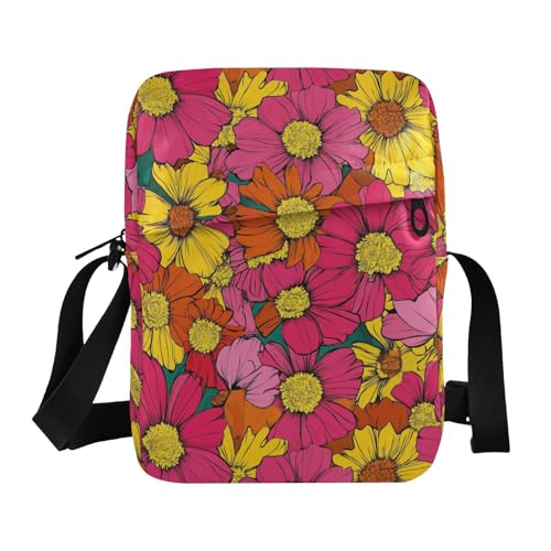 KLL Cantuta Beauty Summer Flowers Messenger Bag Cute Vegan Leather Small Crossbody Bag Women Travel Shoulder Handtaschen von KLL