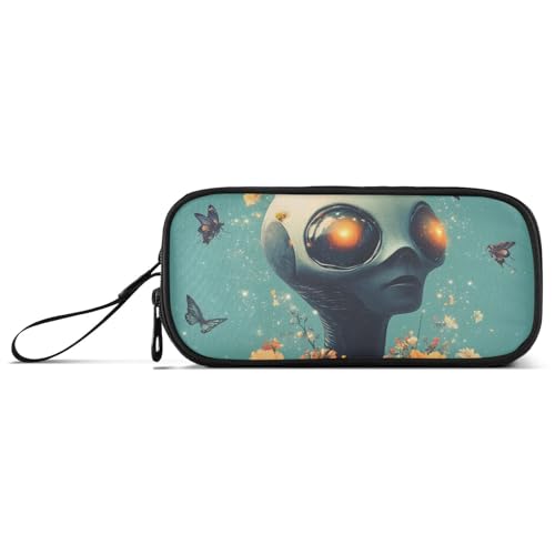 KLL Cartoon Aliens Science – Fiction- und Fantasy-Stil, Nylon-Federmäppchen für Mädchen, große Kapazität, Reißverschluss, Netz, Federmäppchen, Schreibwaren für Erwachsene in der Mittelschule von KLL