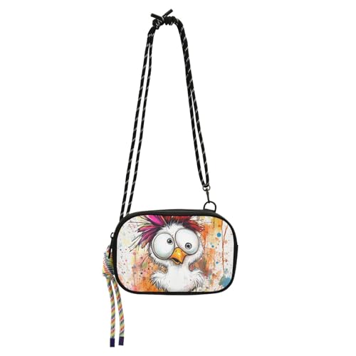 KLL Cartoon Cunning Pet Chicken Side Bag Crossbody Mens Fashion with Credit Card Slots Over The Shoulder Purse Take a walk von KLL