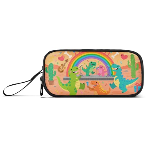 KLL Cartoon Dinosaurier Paradies Orange Nylon Federmäppchen College Große Kapazität Federmäppchen mit Fächern Schreibwaren für Büro Frauen von KLL