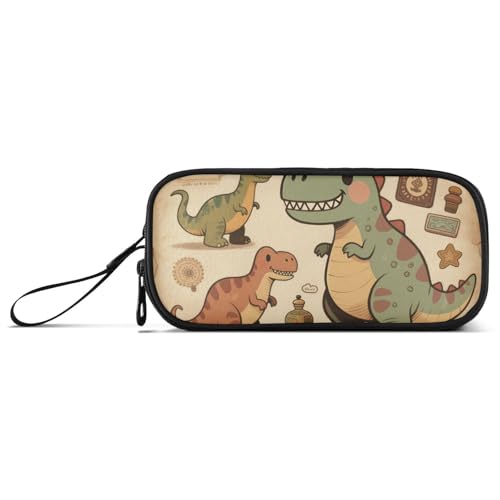 KLL Cartoon-Dinosaurier-Retro-Stil Nylon Federmäppchen für Jungen, große Kapazität, Federmäppchen, Schule, Schreibwaren für College, Krankenschwester von KLL