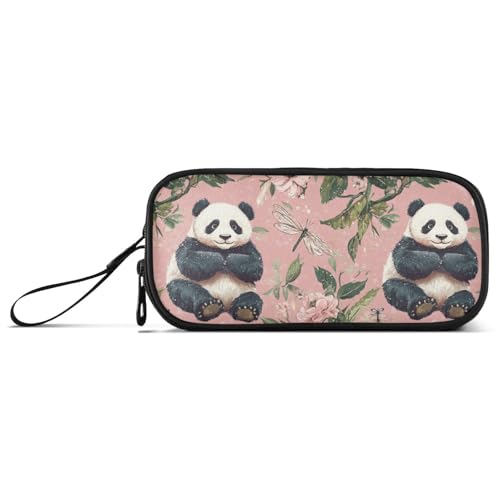 KLL Cartoon-Federmäppchen mit niedlichem Panda-Blumen-Motiv, aus Nylon, für Teenager, Mädchen, große Kapazität, Federmäppchen, Schule, Schreibwaren für elementare Männer von KLL