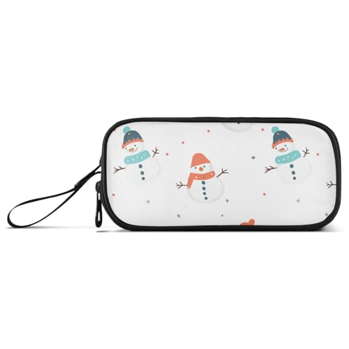 KLL Cartoon-Federmäppchen mit niedlichem Schneemann, Nylon, mit Griff, hohe Kapazität, Reißverschluss, Federmäppchen, Schule, Schreibwaren für Büro, Teenager, Mädchen von KLL