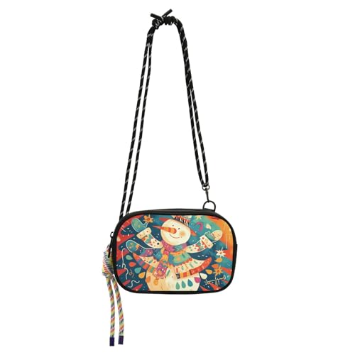 KLL Cartoon-Schneemann für Damen, Crossbody-Tasche mit verstellbarem Riemen, Handy-Geldbörse, Spaziergang mit dem Hund von KLL