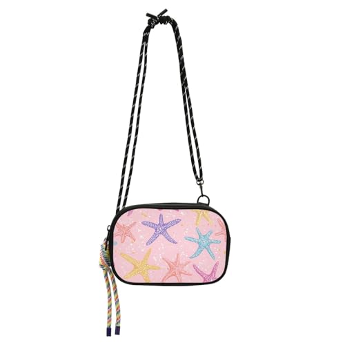 KLL Cartoon Seestern Rosa Seite Geldbörse Crossbody für Herren Wasserdicht mit verstellbarem Riemen Messenger Bag Crossbody Go Shopping von KLL