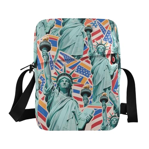 KLL Cartoon-modische Freiheitsstatue Kuriertasche für Herren, veganes Leder, Herren-Umhängetasche, Umhängetasche, lässige Schulterhandtaschen für Damen von KLL