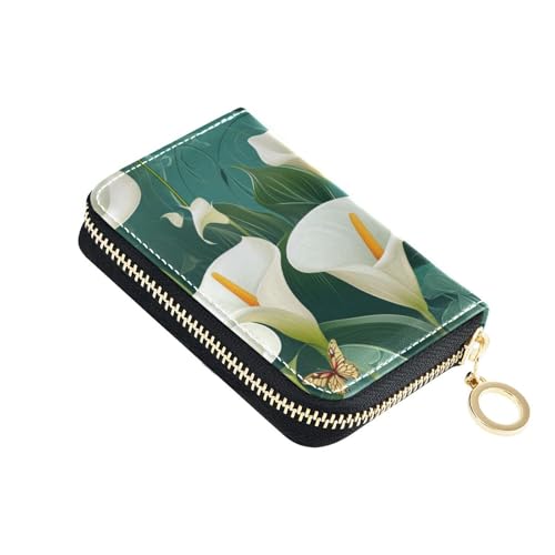 KLL Chic Calla Lily Türkis Leder Kartenhalter Geldbörse Damen mit 2 Geldfächern RFID Blocking Kleiner Kartenhalter mit Reißverschluss KLL Chic Calla Lily Türkis Leder Kartenhalter Geldbörse Damen mit 2 Geldfächern RFID Blocking Kleiner Kartenhalter mit Reißverschluss von KLL