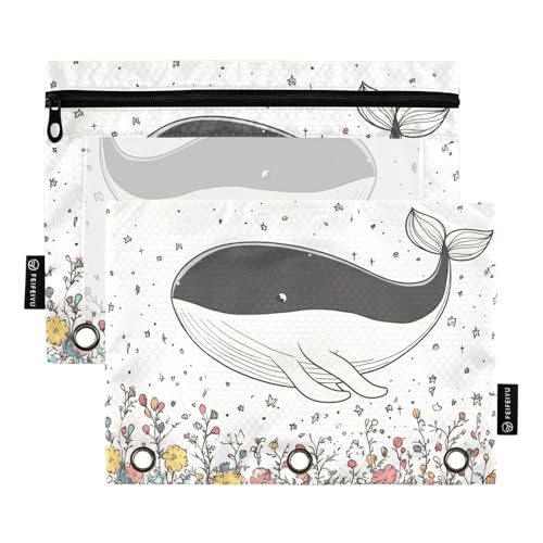 KLL Chic Whale Federmäppchen Kunststoff Federmäppchen für 3 Ringe Binder Tasche mit Wasserdicht für Kinder Schreibwaren Supplies von KLL