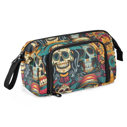 KLL Cinco De Mayo Carnival of The Dead Pencil Box Large Capacity Pencil Holder Case with Compartment for Teacher School Supply von KLL