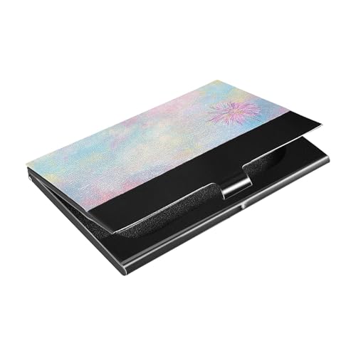 KLL Clouds and Fireworks on A Colorful Sky Slim Portable Business Card Holder with Leather and Stainless Steel Credit Card Cover for Protects Your Cards tarjetero para hombres von KLL