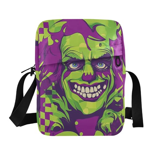KLL Clown-Kuriertasche für Damen, aus veganem Leder, Grün / Violett von KLL