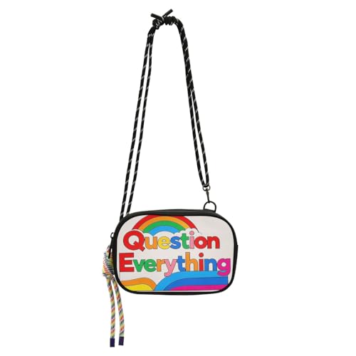 KLL Colorful Question Everything Crossbody Geldbörse Damen Trendy mit verstellbarem Riemen Handy Geldbörse für Wandern Reisen von KLL
