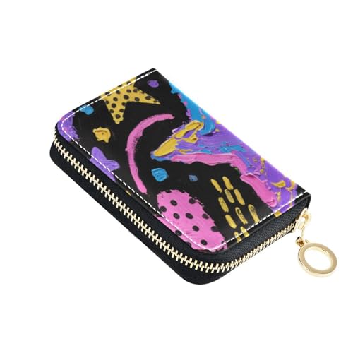 KLL Coole lila Herzförmige Sterne Leder Kleine Kartenbörse mit Cion Geldbörse RFID Blockierung Kleiner Kreditkartenhalter für Frauen mit Reißverschluss von KLL