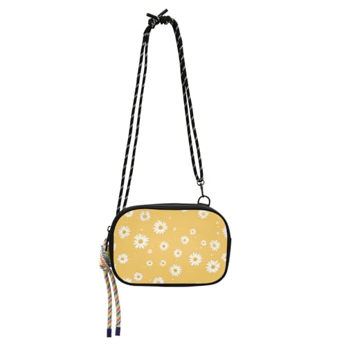 KLL Daisy Yellow Simple Flowers Anti-Diebstahl-Umhängetasche für Damen, wasserdicht, mit verstellbarem Riemen, kleine schwarze Geldbörsen, für Spaziergänge KLL Daisy Yellow Simple Flowers Anti-Diebstahl-Umhängetasche für Damen, wasserdicht, mit verstellbarem Riemen, kleine schwarze Geldbörsen, für Spaziergänge von KLL